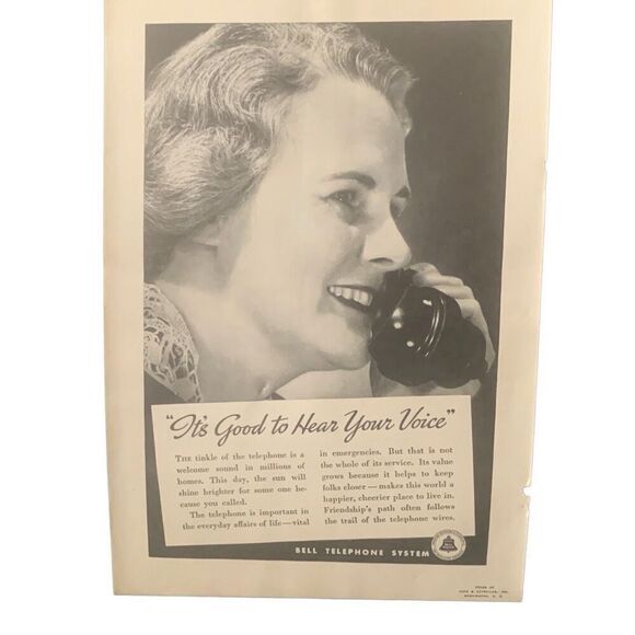 Vintage 1937 Bell Telephone Hear Your Voice Ad Advertisement